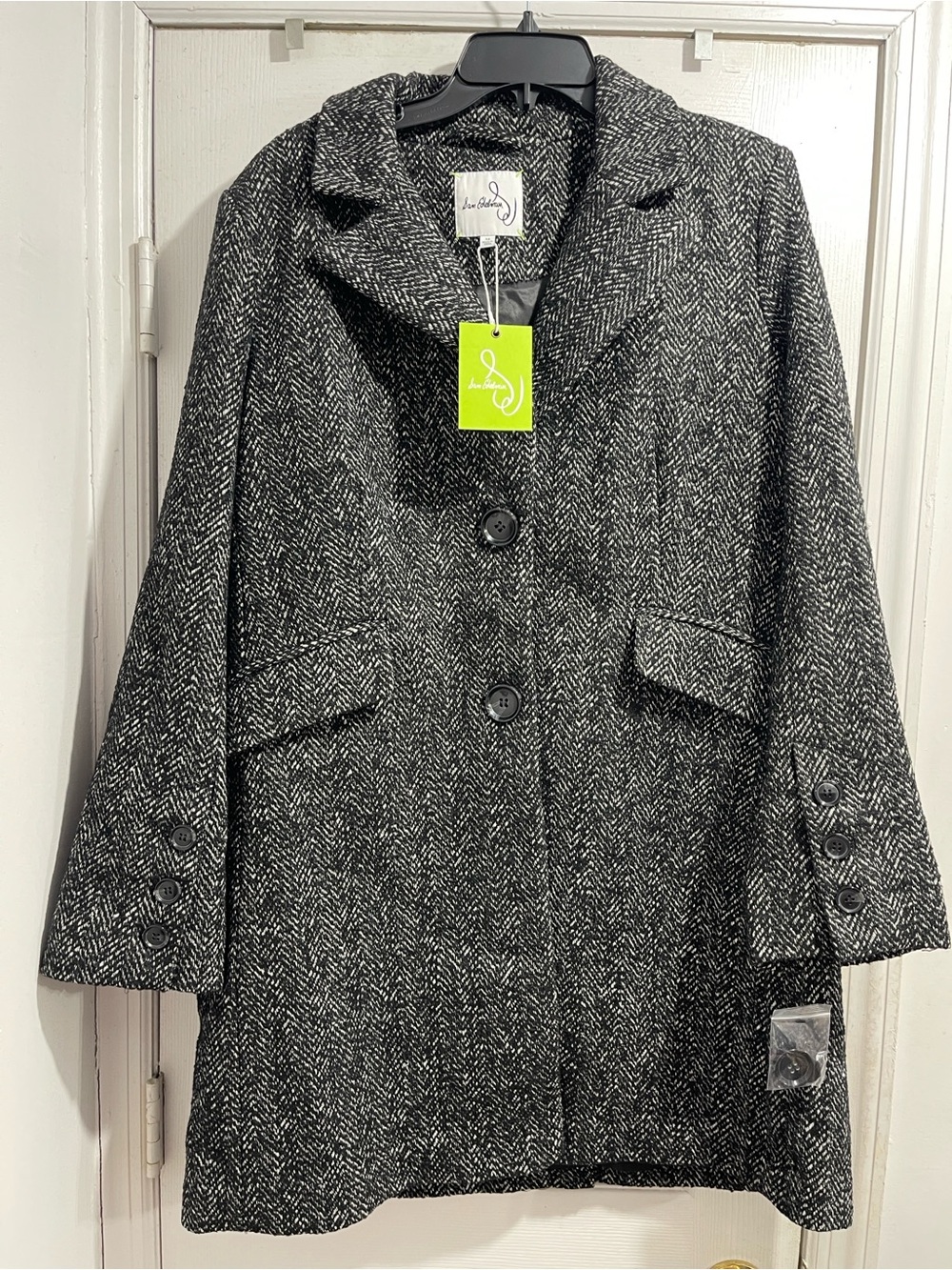 Sam Edelman - Reefer Single Breasted Wool Blend Twill Jacket